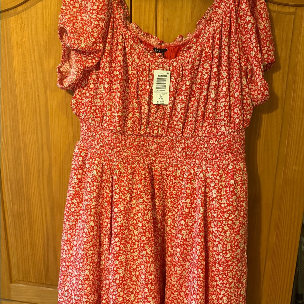 Torrid Red and White Floral romper 2XL